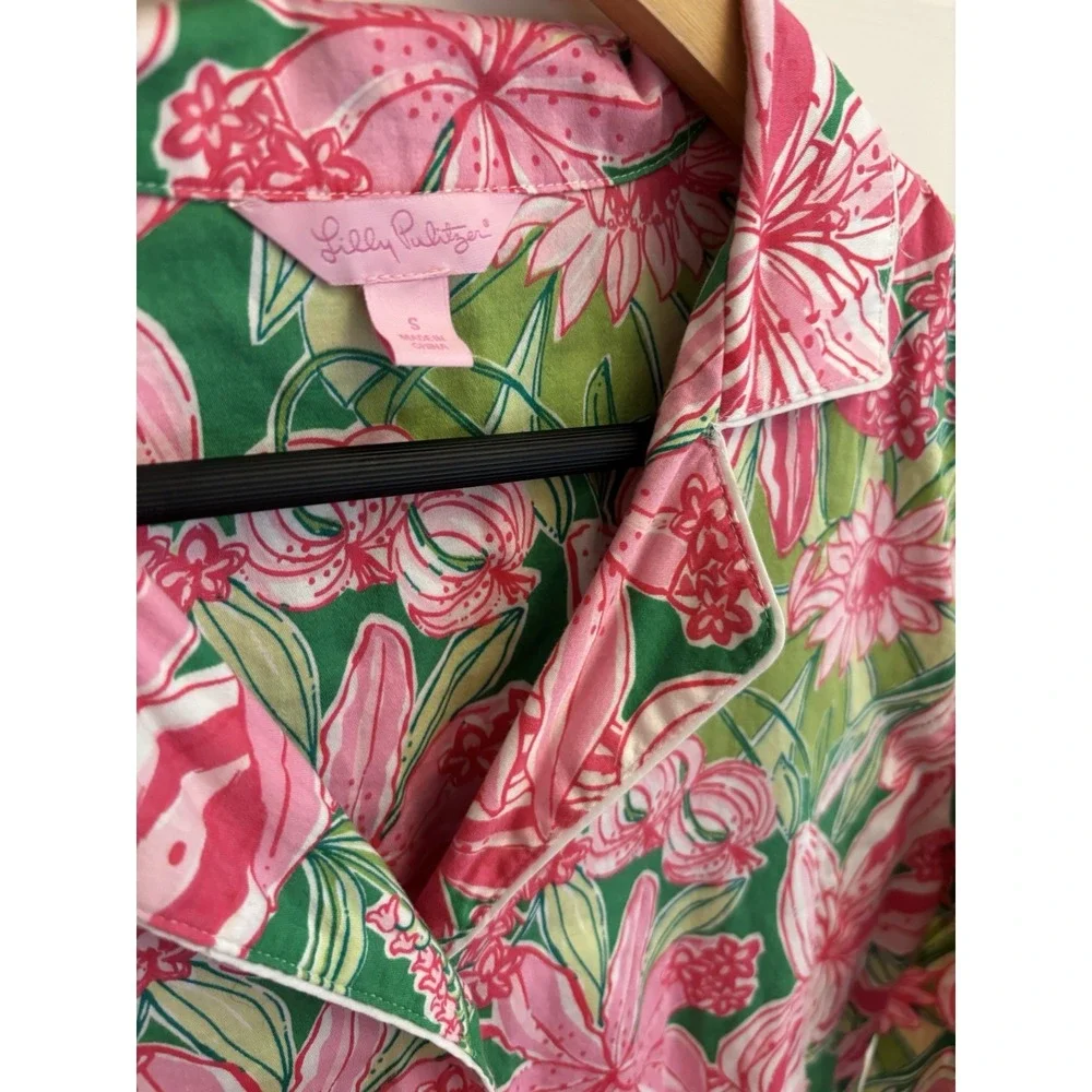 Lilly Pulitzer Women's‎ Pick of the Bunch Pajama TOP Floral Button-Down Small